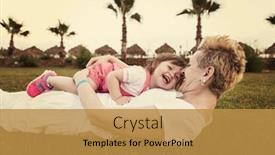  Presentation with free family - Theme enhanced with young-mother-and-cute background and a gold colored foreground