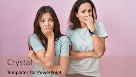  Presentation with pink nails - Presentation theme enhanced with young-mother-and-daughter-standing background and a coral colored foreground
