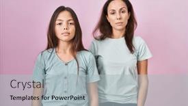  Presentation with pink simple - Presentation design consisting of young-mother-and-daughter-standing background and a light gray colored foreground