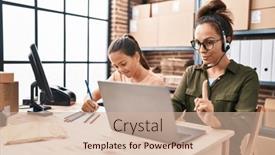  Presentation with working mother - PPT layouts enhanced with young-mother-and-daughter-working background and a soft green colored foreground