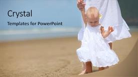  Presentation with mother and baby - Theme featuring young mother and her baby background and a light blue colored foreground