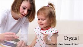  Presentation with mother baby - Cool new presentation theme with young mother and her baby backdrop and a soft green colored foreground