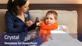  Presentation with bed - Theme enhanced with young mother and her sick background and a ocean colored foreground