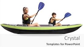  Presentation with kayak - Presentation design enhanced with young-mother-and-son-paddling background and a white colored foreground