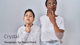  Presentation with together - PPT theme consisting of young-mother-and-son-standing background and a light gray colored foreground