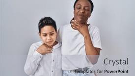  Presentation with mother son flowers - PPT layouts enhanced with young-mother-and-son-standing background and a light gray colored foreground
