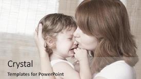  Presentation with crying baby - PPT theme featuring young mother comforts crying background and a soft green colored foreground
