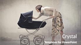  Presentation with mother baby clipart - Amazing PPT layouts having young mother cuddling her baby backdrop and a gray colored foreground