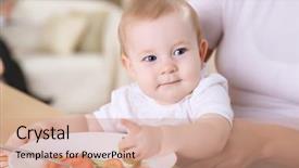  Presentation with infant - Audience pleasing slides consisting of young mother feeding her infant backdrop and a coral colored foreground