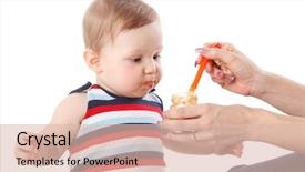  Presentation with mother baby - Slides with monarch butterfly caterpillar eats background and a gray colored foreground.