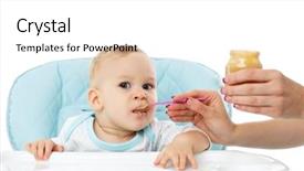  Presentation with mother baby - Slide deck consisting of young mother feeds her baby background and a white colored foreground