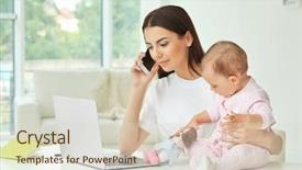  Presentation with working mother - Amazing theme having young mother holding baby while backdrop and a lemonade colored foreground