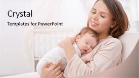  Presentation with sleeping baby - Beautiful PPT layouts featuring young mother holding sleeping baby backdrop and a white colored foreground