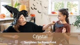  Presentation with witches - Theme enhanced with young-mother-in-witches-dress background and a coral colored foreground