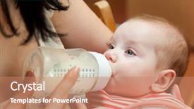  Presentation with milk baby - Presentation theme having mother is feeding her baby background and a coral colored foreground
