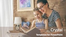  Presentation with family reading - Presentation theme enhanced with young mother reading a book background and a  colored foreground
