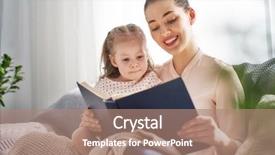  Presentation with family reading - Colorful slide deck enhanced with young mother reading a book backdrop and a coral colored foreground