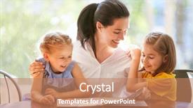  Presentation with family reading - Beautiful PPT theme featuring young mother reading a book backdrop and a  colored foreground