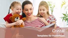  Presentation with family reading - Amazing presentation theme having young mother reading a book backdrop and a  colored foreground