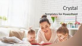  Presentation with baby book - Audience pleasing slide deck consisting of young mother reading a book backdrop and a white colored foreground