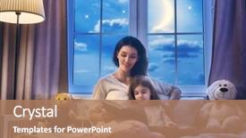  Presentation with daughter - PPT layouts enhanced with young mother reading a book background and a coral colored foreground