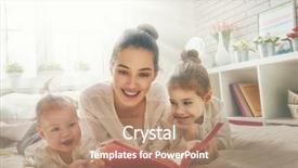  Presentation with baby book - Slide set consisting of young mother reading a book background and a coral colored foreground