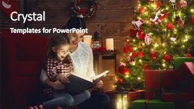  Presentation with merru christmas - Beautiful presentation theme featuring young mother reading a book backdrop and a tawny brown colored foreground