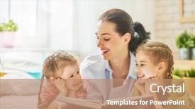  Presentation with family reading - Slides having young mother reading a book background and a  colored foreground