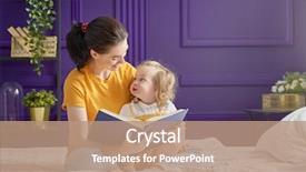  Presentation with family reading - Slide set featuring young mother reading a book background and a  colored foreground