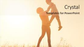  Presentation with track field throwing - Colorful PPT theme enhanced with young mother throwing up baby backdrop and a lemonade colored foreground