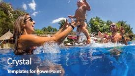  Presentation with family photo - Amazing slide set having young mother with active baby backdrop and a ocean colored foreground