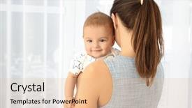  Presentation with cute baby - Slides with young mother with cute baby background and a lemonade colored foreground