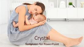  Presentation with cute baby - PPT theme consisting of young mother with cute baby background and a lemonade colored foreground