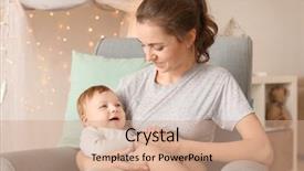  Presentation with baby sitting - Colorful PPT theme enhanced with young mother with her cute backdrop and a coral colored foreground