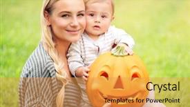  Presentation with closeup of halloween cupcake - Cool new PPT theme with young mother with her precious backdrop and a gold colored foreground