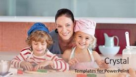 Presentation with kids - Beautiful theme featuring young mother with her two backdrop and a  colored foreground