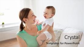  Presentation with child support family law - Presentation design consisting of young mother with little baby background and a coral colored foreground