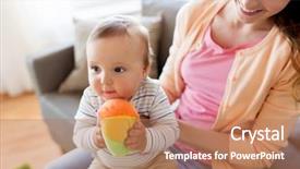  Presentation with motherhood - Slides featuring young mother with little baby background and a  colored foreground