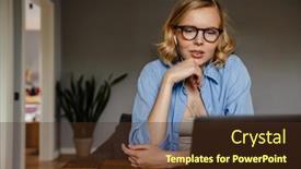  Presentation with working mother - Slide deck enhanced with young-mother-working-with-laptop background and a  colored foreground