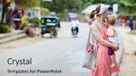  Presentation with daughter - Colorful slide set enhanced with young mother and her little backdrop and a light gray colored foreground