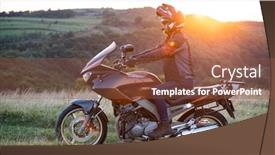  Presentation with road light - Beautiful PPT layouts featuring young-motorcycle-rider backdrop and a tawny brown colored foreground