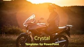  Presentation with road light - Presentation theme enhanced with young-motorcycle-rider background and a tawny brown colored foreground