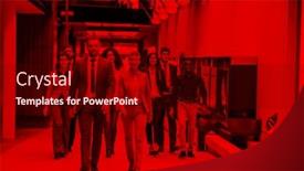  Presentation with multi ethnic group - PPT theme with young-multi-ethnic-business-people background and a wine colored foreground