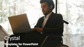  Presentation with ethnic disability - Presentation theme consisting of young-multi-ethnic-businessman background and a  colored foreground