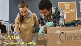 Presentation with ethnic - Presentation theme featuring young-multi-ethnic-man-looking background and a coral colored foreground