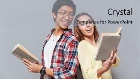  Presentation with young children playing multicultural - Theme with young multicultural couple reading books background and a  colored foreground