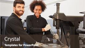  Presentation with multicultural - Audience pleasing PPT layouts consisting of young-multicultural-mechatronics-team backdrop and a tawny brown colored foreground