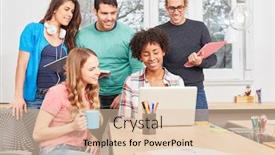  Presentation with multicultural - Beautiful PPT theme featuring young-multicultural-start-up-team backdrop and a lemonade colored foreground