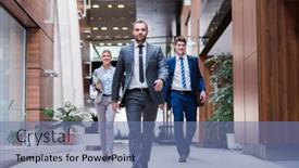  Presentation with young business people - Slides featuring young-multiethnic-business-people-group background and a ocean colored foreground