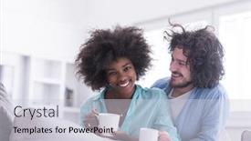  Presentation with coffe - Amazing PPT layouts having young-multiethnic-couple-sitting backdrop and a lemonade colored foreground